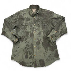Duluth Trading Shirt Jacket Green Camo Military Army Field Shacket Men's M
